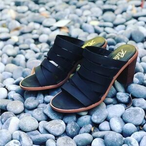 New without tags - Rebels - stappy block heel sandals / mules. Faux leather. 9